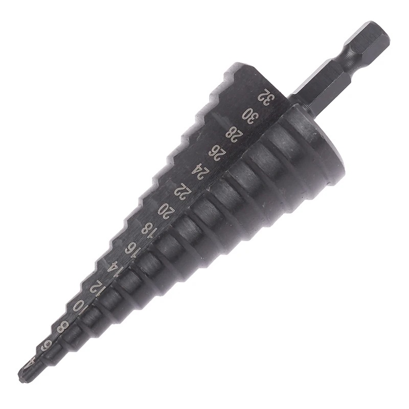 4-32mm Bearing Steel Black Coated Step Drill Bit Pagoda Drill Drilling Power Tools Wood Hole Cutter Step Cone Drill Power Tools
