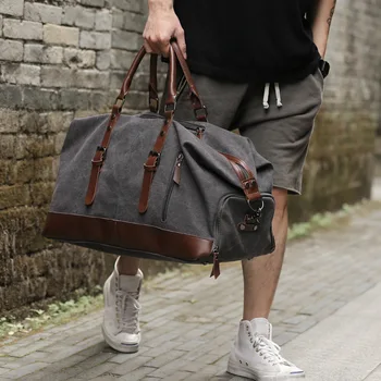 Borsa da viaggio in tela retrò borsa da viaggio moda uomo tendenza grande capacità borsa da viaggio a breve distanza zaino a tracolla maschio 1