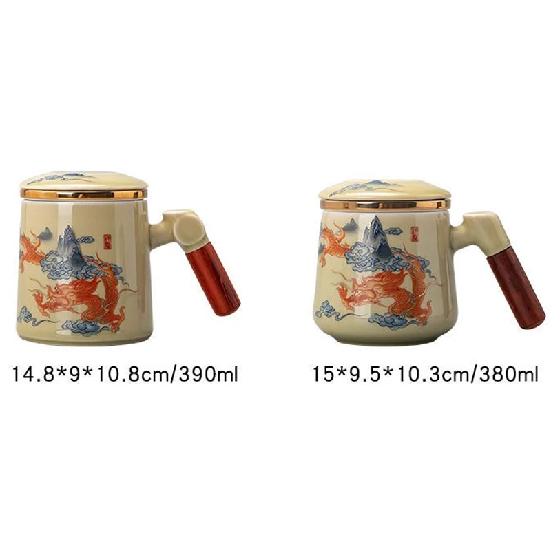 Ceramic Tea Cup with Lid Fish Leaping, Dragon Gate Mug, Personalized Filter, Tea Cup, Tea Separation, Flower Tea Cup, Office Cup