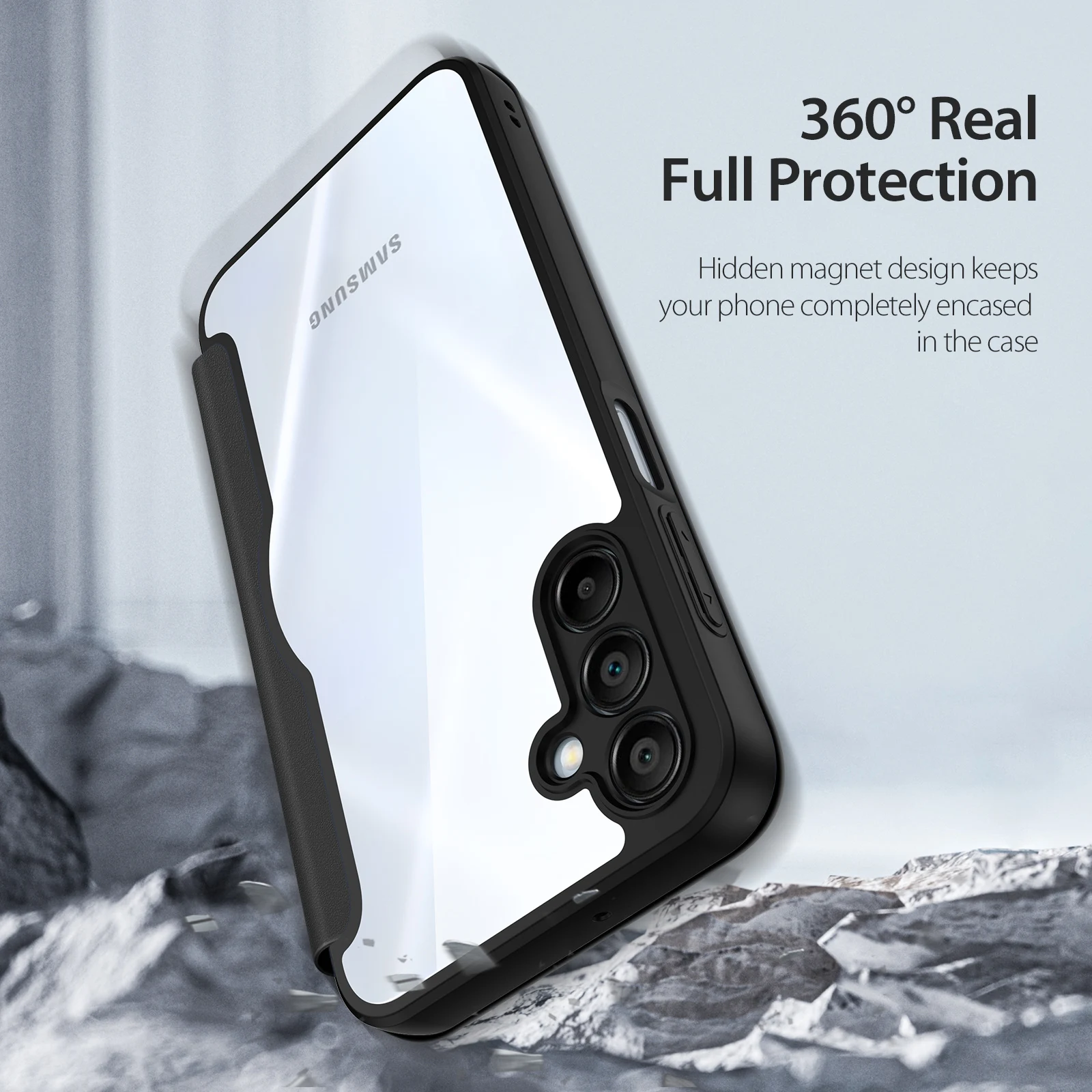 Premium DUX DUCIS Folio Case with Wallet and Transparent Back Cover