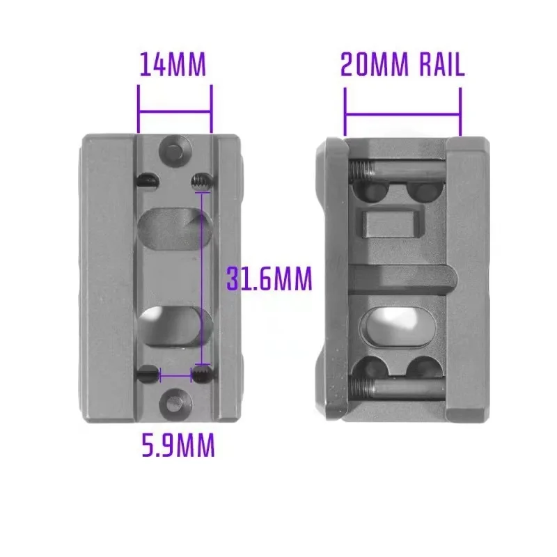 전술 스코프 라이저 마운트 유닛, H1 H2 588 스코프 베이스용 고속 마운트, 20mm 레일 및 듀티 RDS (FST-MISB)