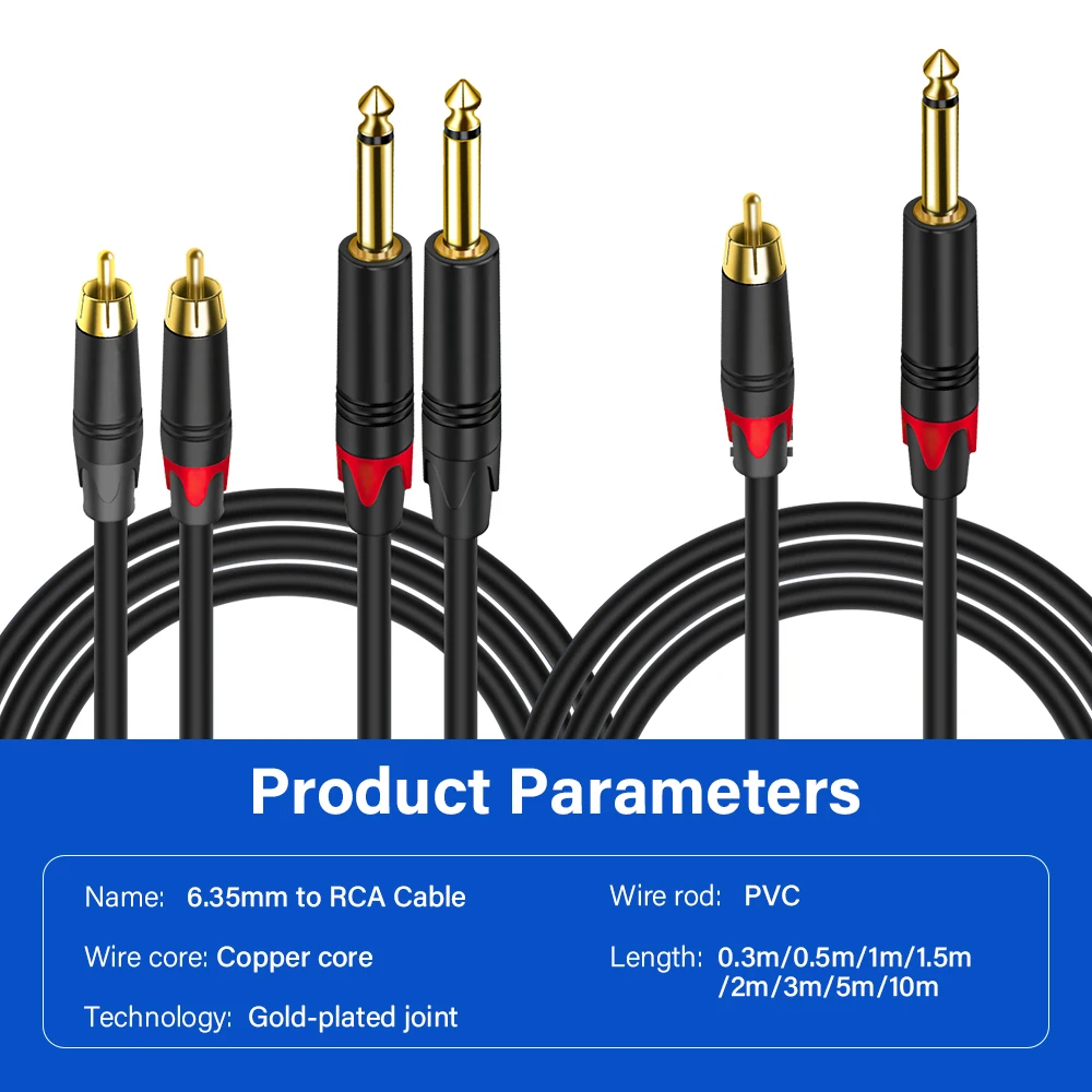Duplicatore audio stereo TRS 1xjack da 6,3 mm a 2xjack da 3,5 mm Duplicatore audio stereo TRS 1xjack da 6,3 mm a 2xjack da 3,5 mm