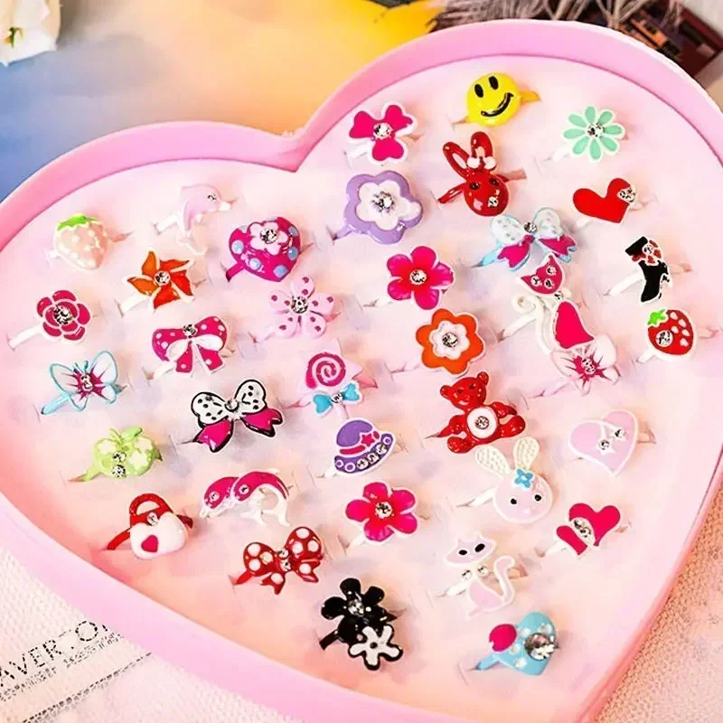 Kids Rings Cute Cartoon Love Sweet Design Flower Animal Fashion Jewelry Accessories Girl Child Retro Gifts Finger Rings finger ring,jewelry accessories,badminton t shirt