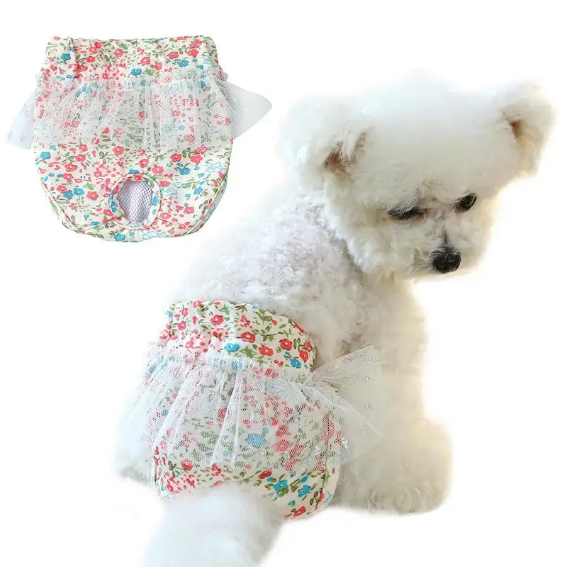 

Pet Physiological Pants Floral Design Reusable Washable Shorts Sanitary Briefs Diapers For Small Dog Puppies Female Pet Supplies