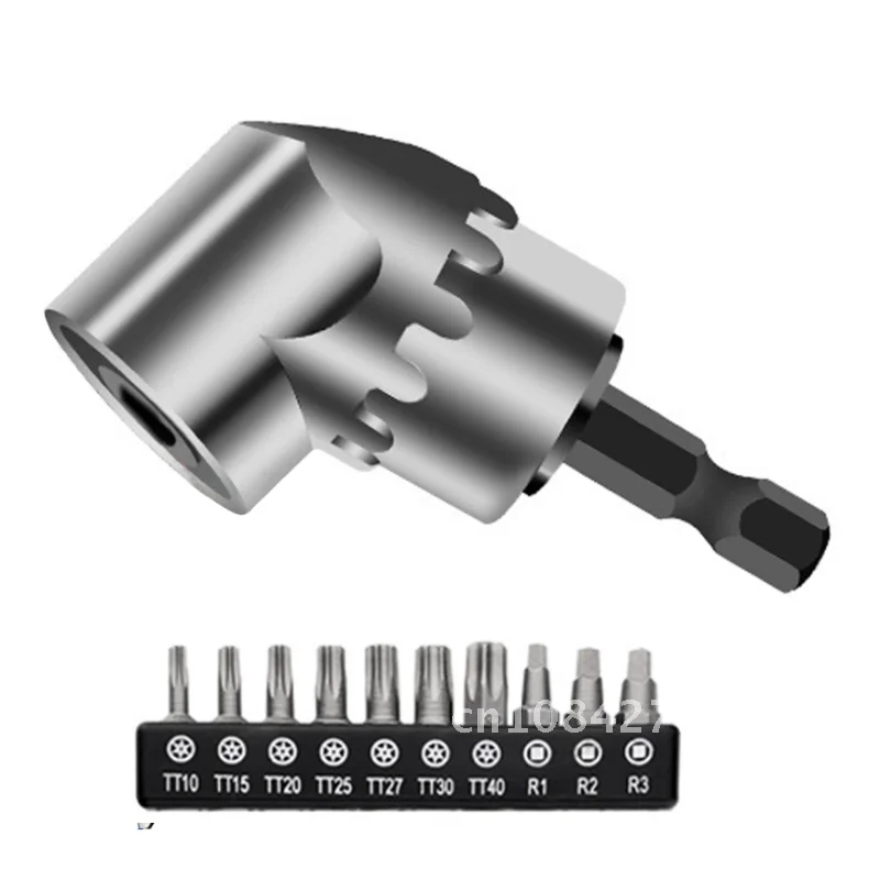 

Adjustable Bits 105 Degree Right Angle Driver Screwdriver Set Socket Holder Adapter Drill Bit Tool 1/4 inch Hex Bit