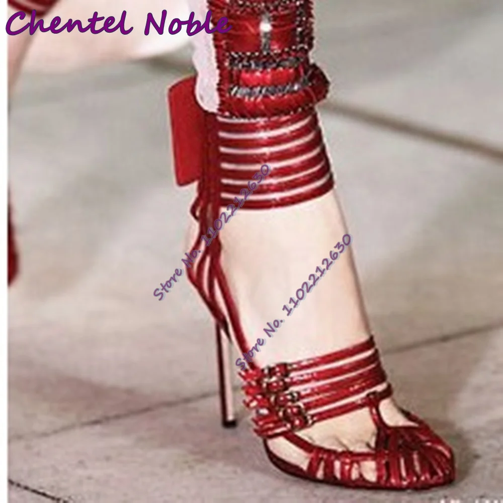 

Сандалии Женские однотонные на шпильке, зеркальные босоножки с множеством ремешков, с пряжкой, круглый носок, на тонком высоком каблуке-шпильке, пикантные римские сандалии, вечернее платье, лето