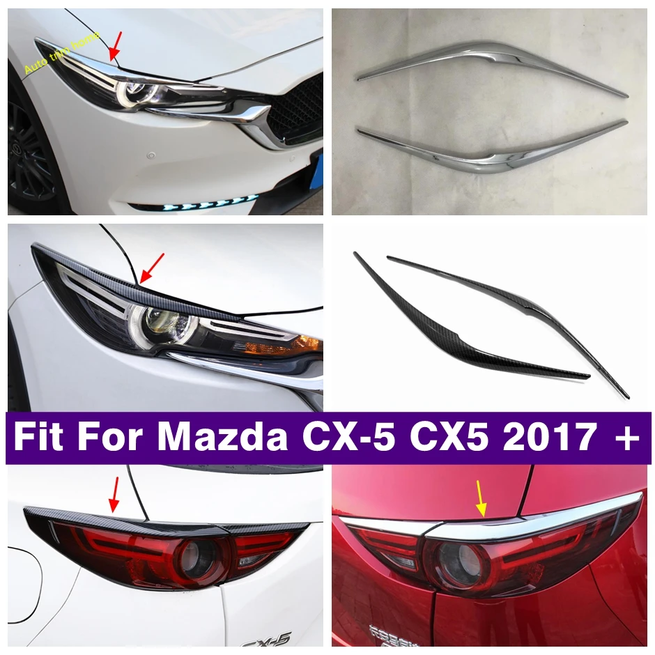 For Mazda Cx-5 Cx5 2017 - 2021 Carbon Fiber Look / Chrome Car Headlight Eyebrow Cover Trim Rear Lamp Eyelid Exterior Accessories 1 For Mazda Cx-5 Cx5 2017 - 2021 Carbon Fiber Look / Chrome Car Headlight Eyebrow Cover Trim Rear Lamp Eyelid Exterior Accessories 1