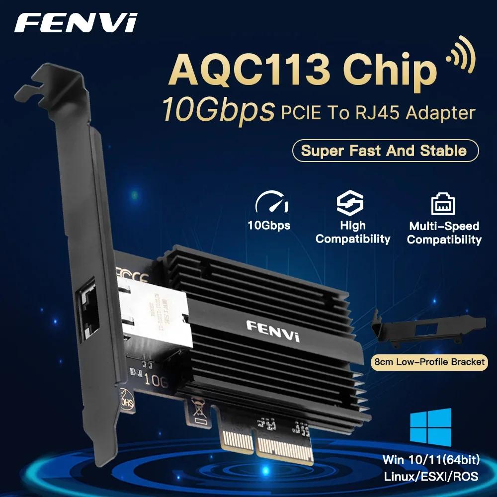 美品 FENVI 10Gbps LANカード AQC113 PCIe3.0x4 FENVI 10Gbps PCIE に RJ45 ネットワークカードマーベル AQC113