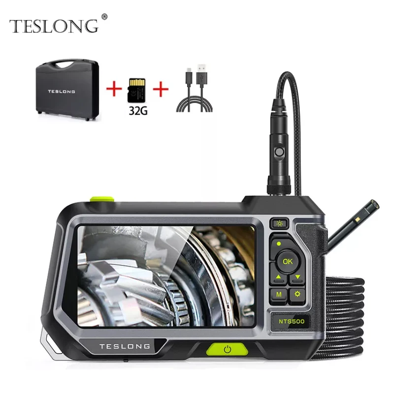 1080P Dual-Lens Endoscope,Borescope with 5 IPS Screen,5mm Ultra-Slim  Inspection Camera with 7 LED Lights,32GB Card,3500mAh Battery,Snake Camera  with