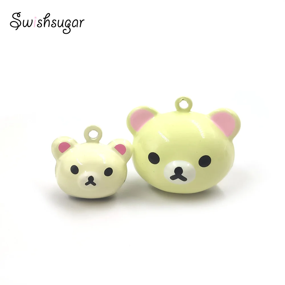 Lovely Metal Animal Enamel Bear Cartoon Bell Charms For Cat Dog Pet Craft Pendant Hanging Jewelry Finding Accessories