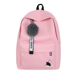 Korean Nylon Printing Solid Backpack Girl School Bags for Teenage College Wind Women SchoolBag High Student Bag Bookbag