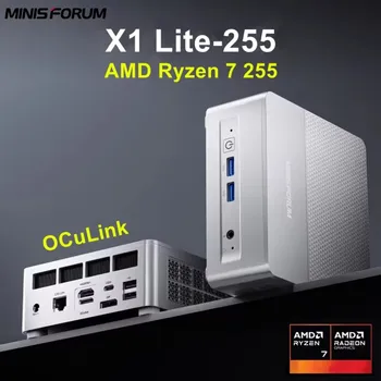 MINISFORUM X1 Lite-255 Gaming Mini Computer OCuLink AMD Ryzen 7 255 8 Core 16 thread USB4 2.5G LAN Windows 11 Desktop PC WiFi6E