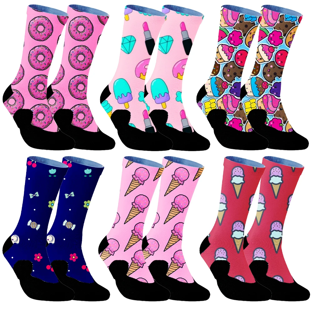Cotton Cycling Socks Doodle Printing Fashion Trend Hip Hop