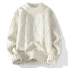 Men's Knitted Sweater round Neck Warm Inner Wear Casual Loose Fit Autumn Winter Fashion Twist Yarn Teenager Cross-Border
