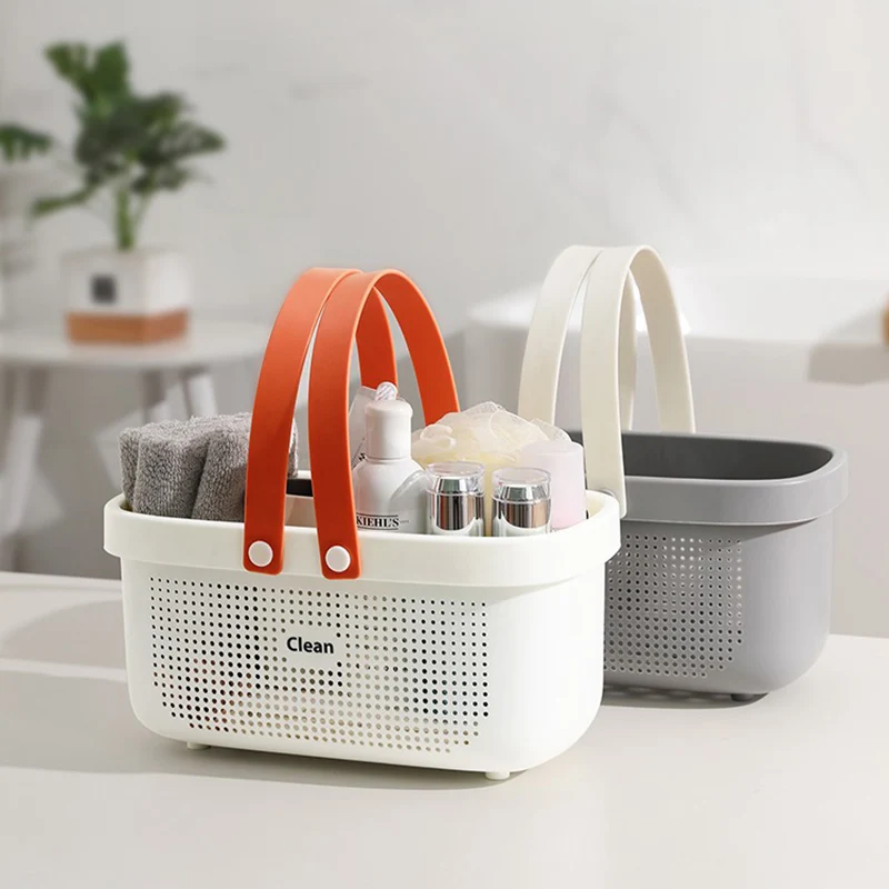 

S/L Bath Drain Basket Portable Storage Basket Bath Basket Rattan Plastic Bathroom Storage Box Snack Cosmetic Wash Storage Box