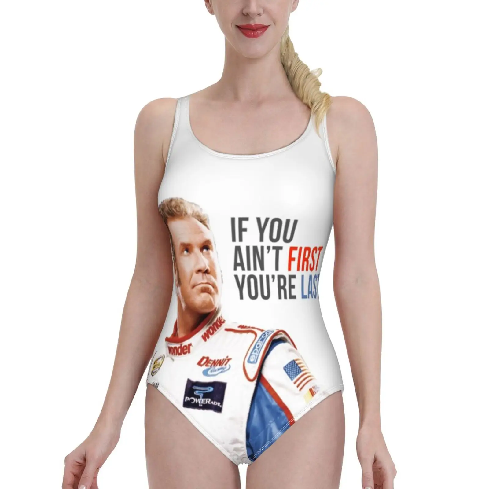 

Will Ferrell Talladega Nights Ricky Bobby " If You Ain'T Women Swimsuit One Piece Backless Swimwear Sexy Beach Wear Summer