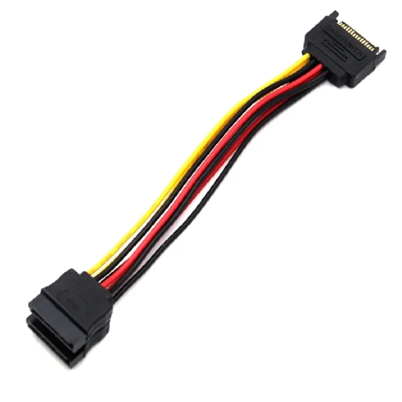 SATA II 하드 디스크 전원 케이블 15핀 SATA 1개의 남성 포트를 2개의 여성 포트로 연결하는 SATA 분배기 케이블 15핀 전원 HDD 고품질 연장 케이블