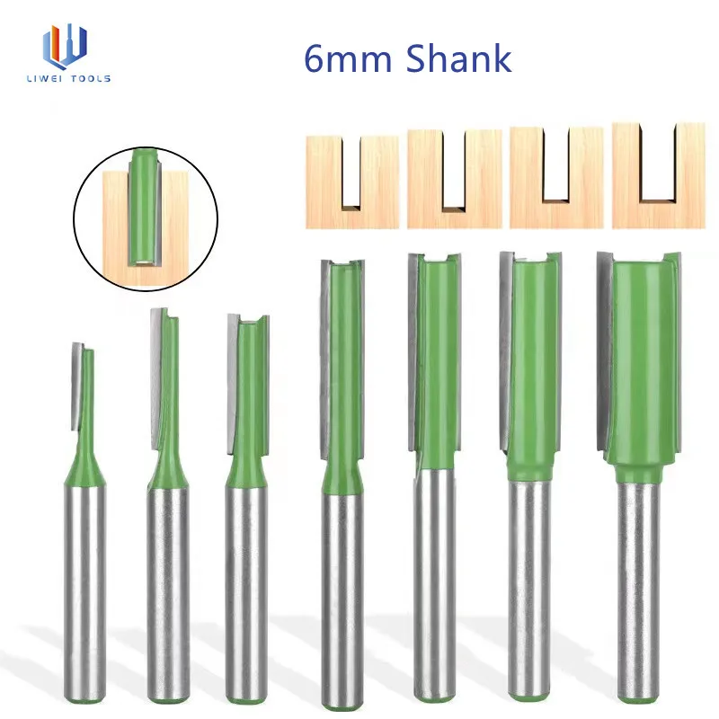 

1pc 6mm Shank Straight Router Bit Single Double Flute Router Bit Tungsten Carbide Wood Milling Cutter For Woodwork Tool