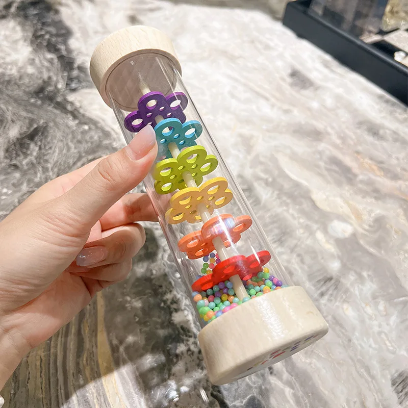 Wooden Rainmaker Montessori Toys for Baby 6-12 Months, Baby Rattle Sensory Development Toys, Infant Musical Toys For Baby 3