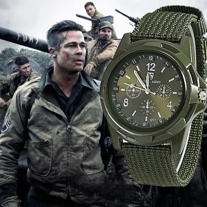 Men's Quartz Watch with Nylon Canvas Strap - Casual Sports Wristwatch