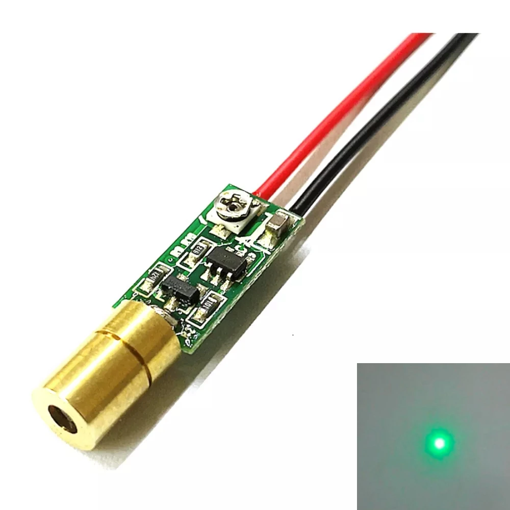 6*10mm Mini Brass 515nm 520nm 5mW Green Laser Dot Module DC3V Driver Out