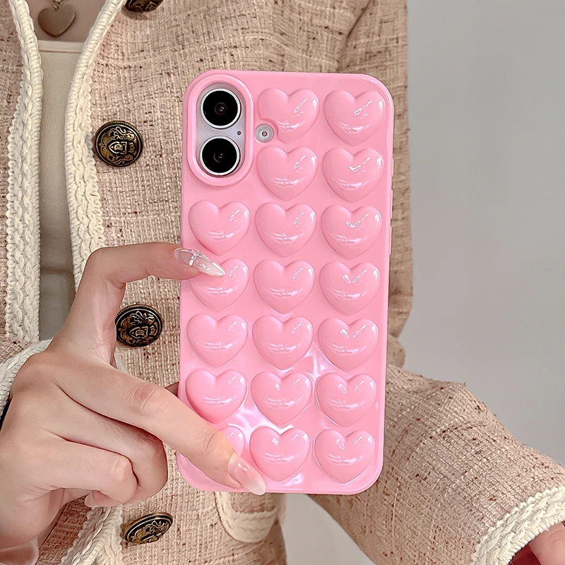 Bubble Heart Iphone 11 Phone Case For Women 3D Hearts IPhone Case