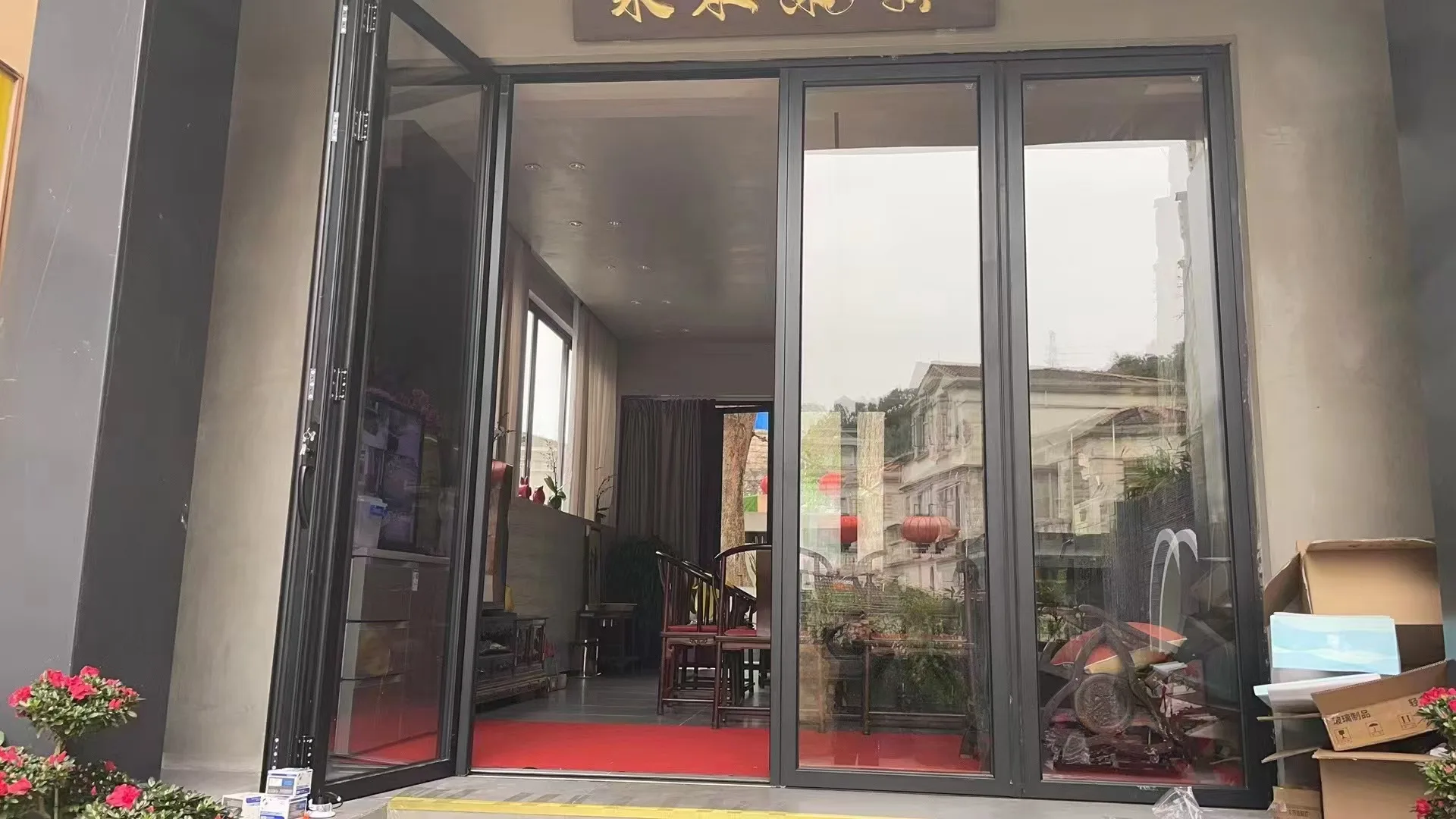 DN Home Door Apartment Waterproof Patio Door Aluminum Profile Double Panel Tempered Glass Sliding Doors
