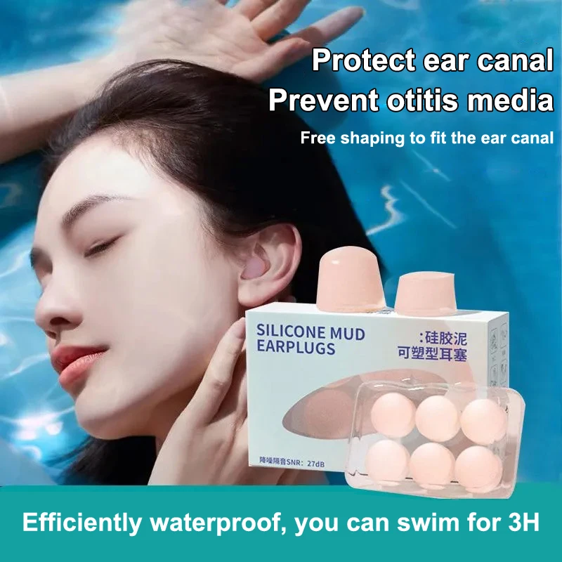 6 Pcs Silicone Ear Plugs Reusable Earplugs For Sleeping Swimming Traveling Working Studying Noise Reduction Flexible Ear Plugs