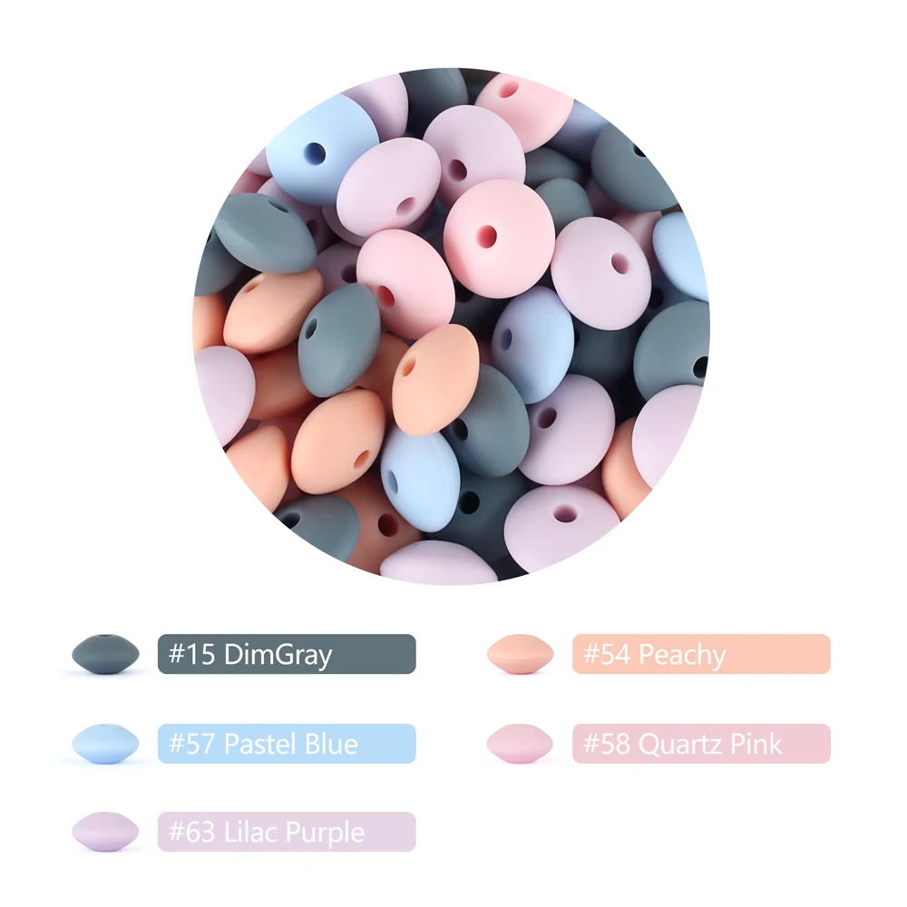 Silicone Lentil Beads 12mm Abacus Loose Beads for DIY Jewelry and Crafting