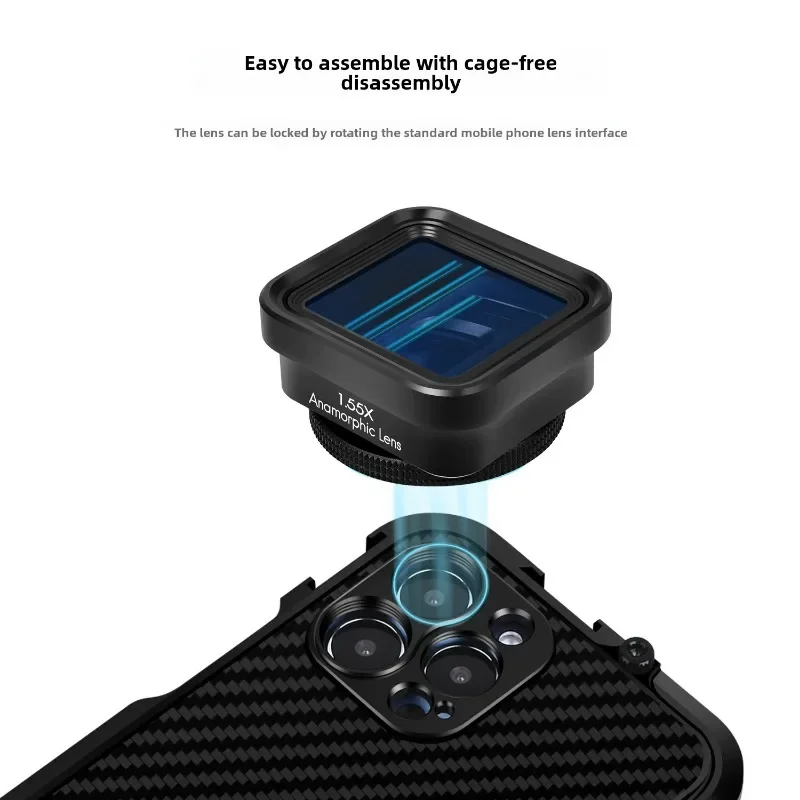 1.55X Anamorphic Movie Lens for iPhone 15/14/13 Phone Microscope Lens Telephoto Lens