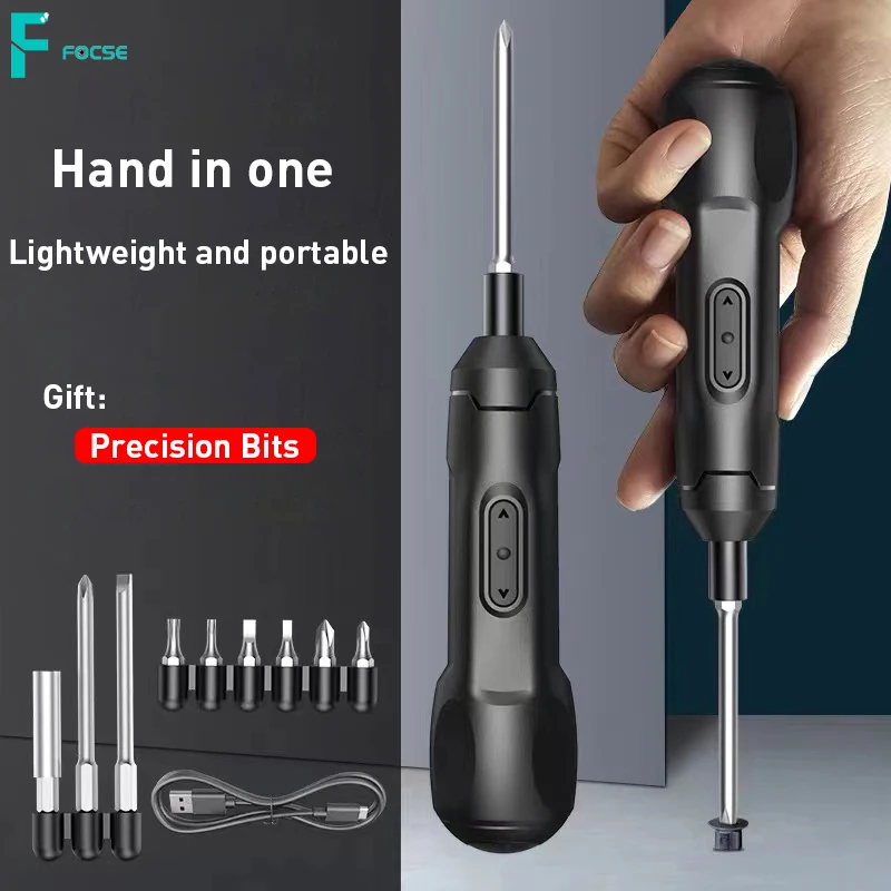 Focse 3.6V Smart Electric Screwdriver Powerful USB Rechargeable Screwdriver Handle with 8 Bit Set Cordless Battery Drill Tools