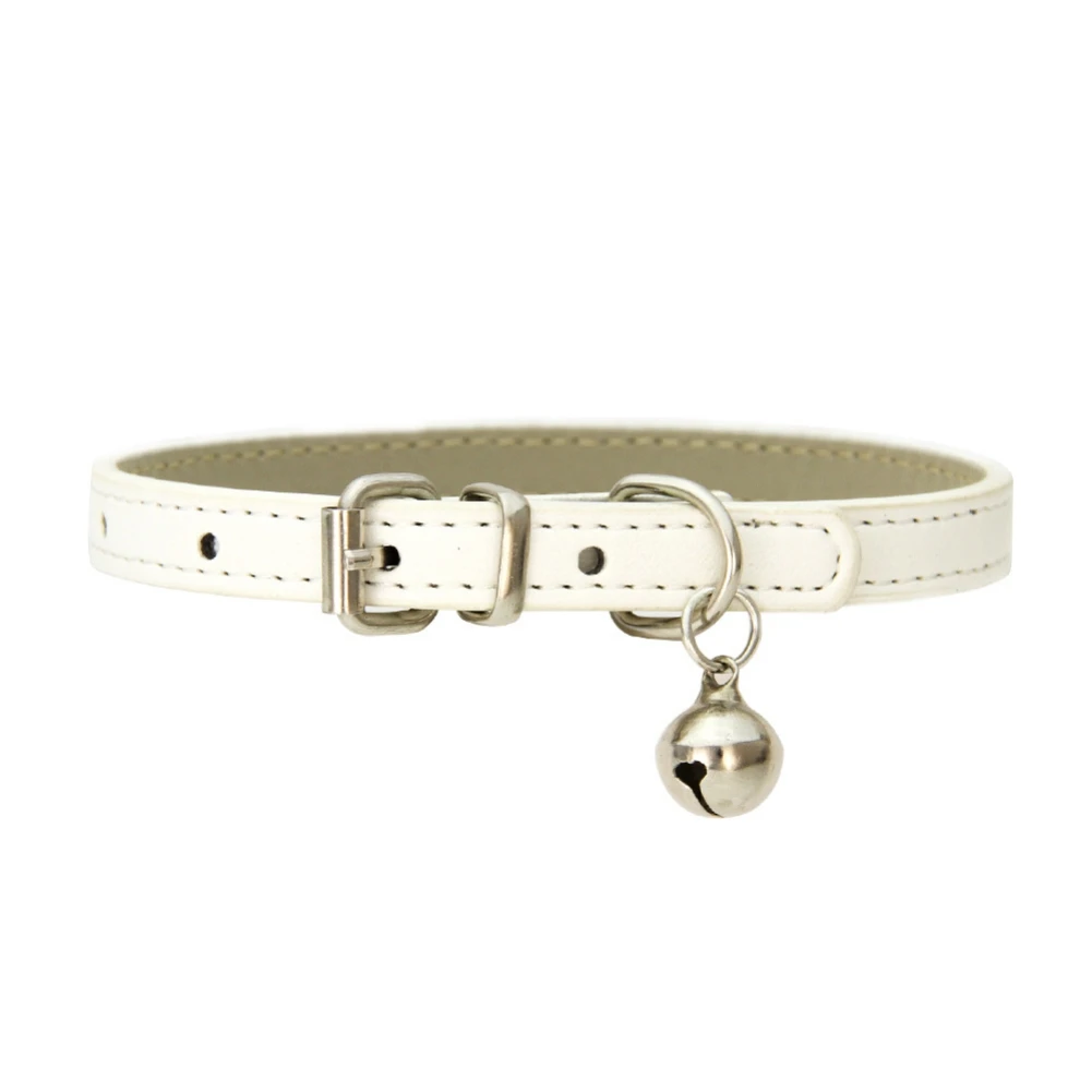thumbnail image 1 of Collares básicos de cuero para gatos, cachorros, perros pequeños y medianos, collar ajustable para gatitos con cascabel, 1 of 5