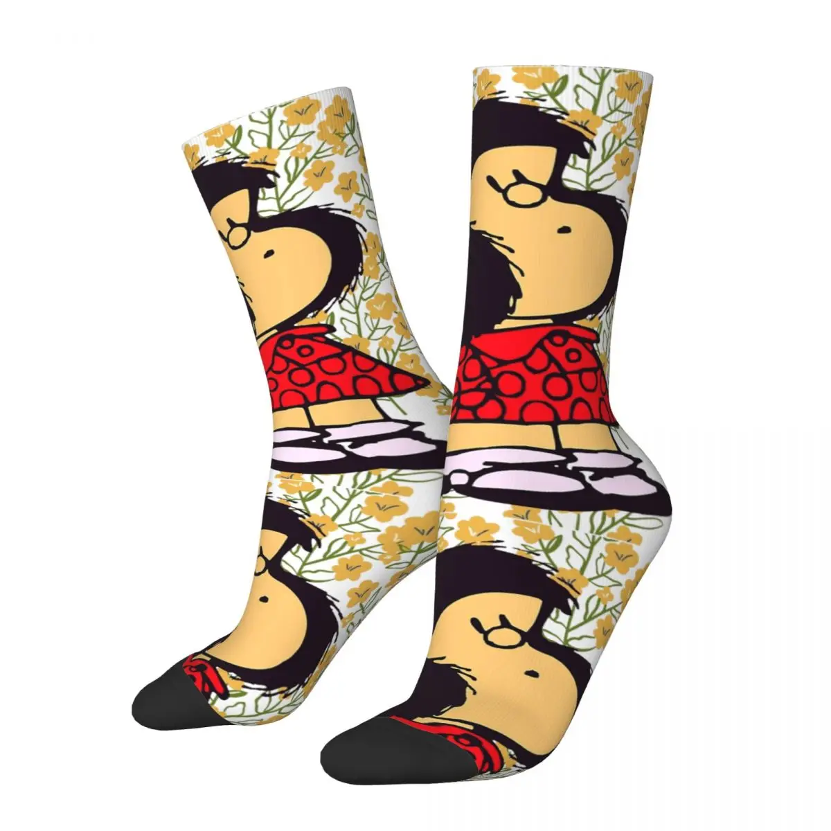 

Носки мужские Mafalda и цветы, хлопковые модные милые носки, аксессуары для средней длины, отличная идея для подарка