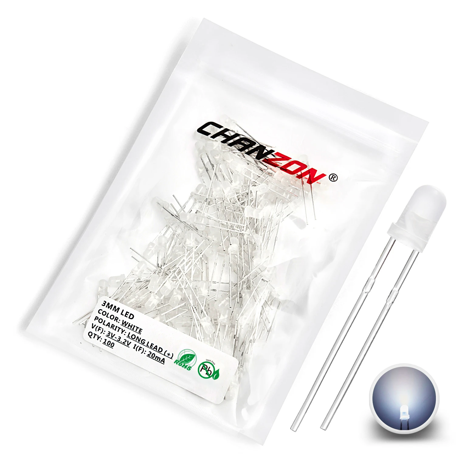 LED 3mm 12V BLANCO Cálido Efecto Llama Con Cable - Automatización