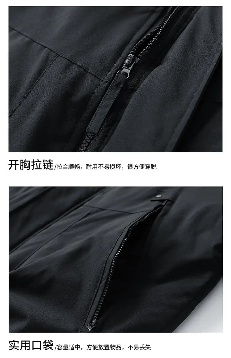 Lässige, mit Kapuze, mit Baumwolle gefütterte Jacken, 2025, Winter, Outdoor, Herren, verdickte Parkas, einfarbig, winddicht, warme Mäntel, Top-Kleidung – Detail 12