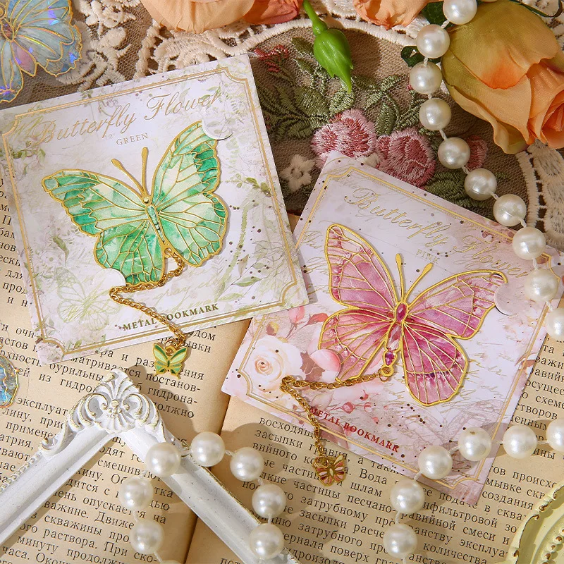Retro Special-Shaped Butterfly Student Reading Bookmark Holder 4Types Of Art Oil Painting Bookmarks Exquisite Reading Gifts metal bookmark bookmarks stationery supplies bookmark holder oil painting bookmark