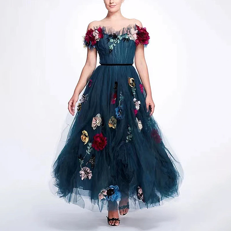 

Новинка, Женская трехмерная фатиновая юбка с открытыми плечами, трапециевидная юбка в пол для особых мероприятий, свадьбы, торжества, вечеринки, модель 2023