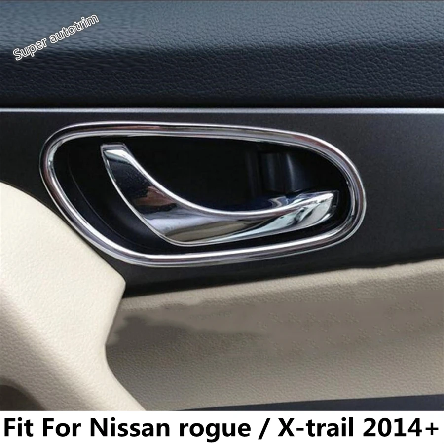 

Car Inner Door Pull Doorknob Handle Bowl Frame Cover Trim Chrome Accessories Interior Fit For Nissan Rogue / X-trail 2014 - 2020