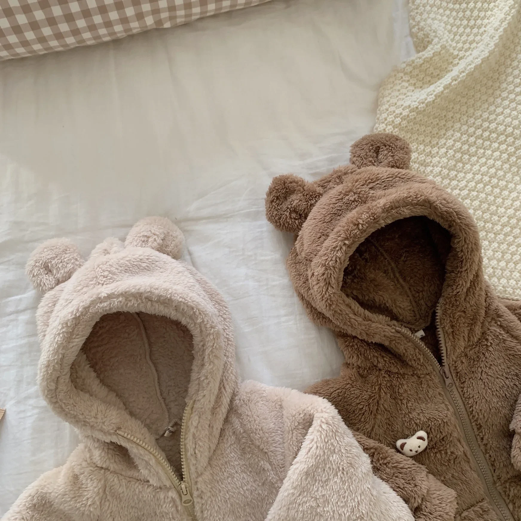 4410 Baby Coat Winter Korean Plush Baby Boy's Coat Plus Velvet Padded Hooded Warm Jacket Outerwear