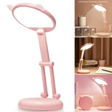 

Kids Desk Lamp Girl,LED Pink Small Ring Lights For Home Office,Portable Folding Desk Lamp With USB Charging