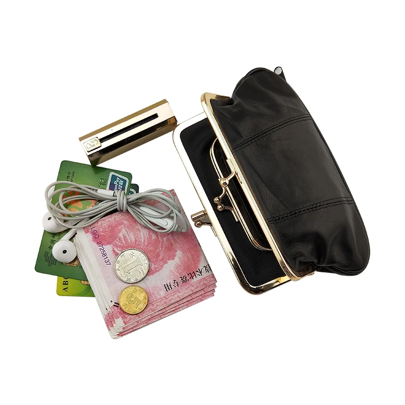 Coin Purse Women Wallet Metal Hasp Sheepskin Card&ID Holder