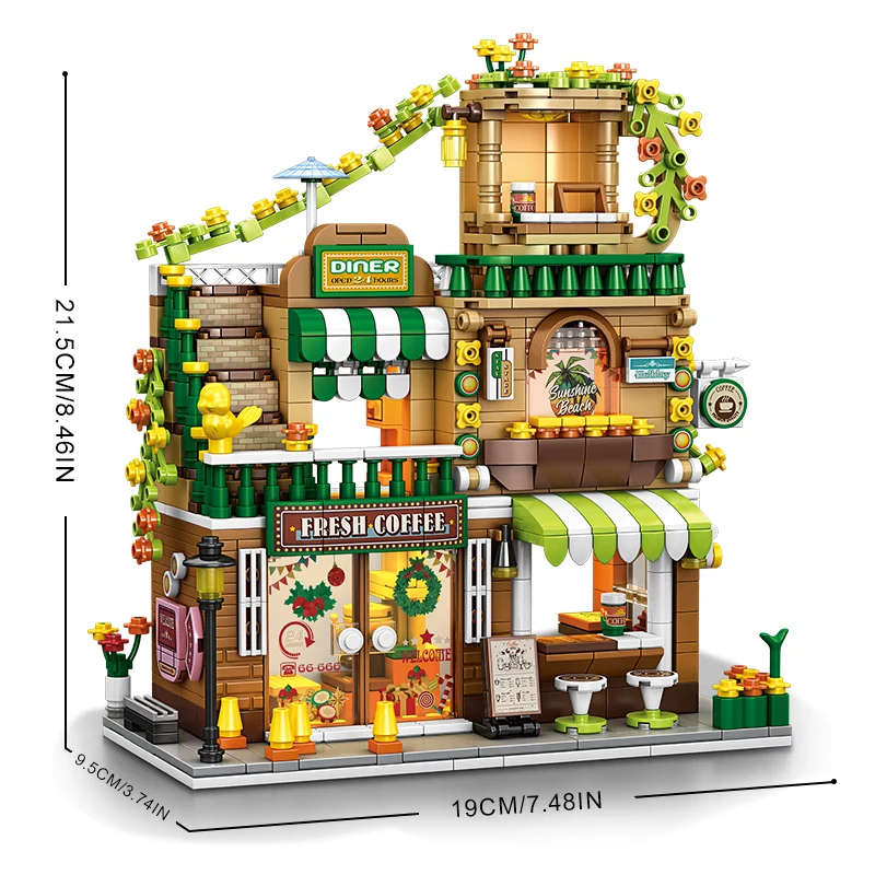Urban Series Building Blocks Street View Cafe House Model Miniature Architecture