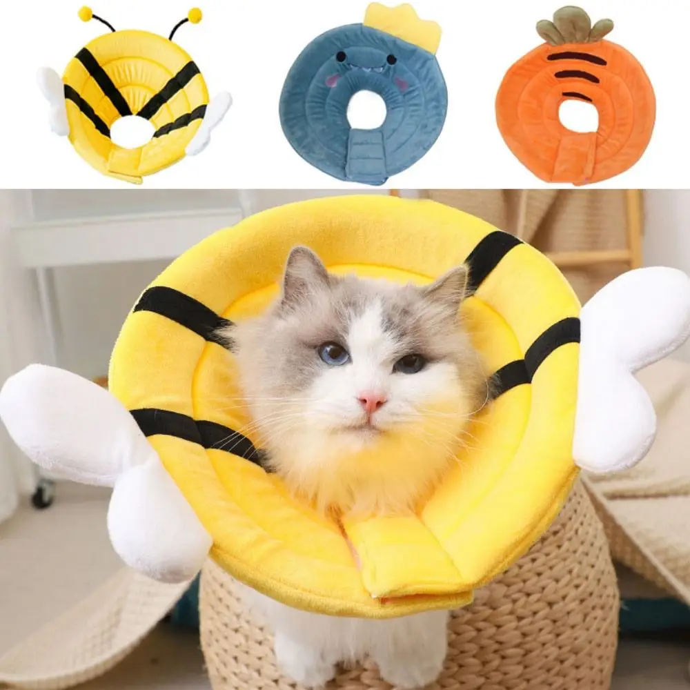 

Soft Bee Shape Cat Recovery Collar Cotton Adjustable Dog Elizabeth Circle Dinosaur/Bee/Carrot Shape Anti-licking