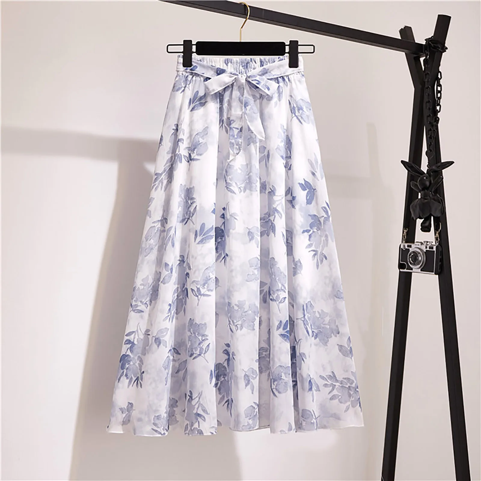 

Half Body Dress 2024 New Waist High Floral Beach Bohemian Chiffon Skirts Women's Mid-length Skirt Retro Gentle Wearing In Summer