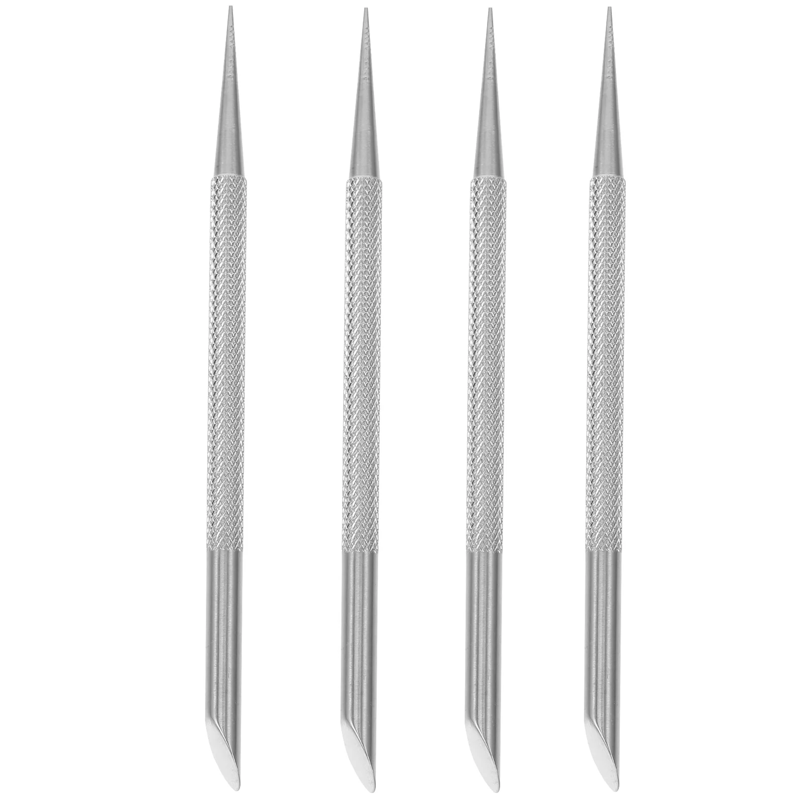 4 Pcs Stainless Steel Cuticle Pusher Nail Tools Kit Manicure Pedicure Instruments Nail Scraper With Needle Tape Rhinestones