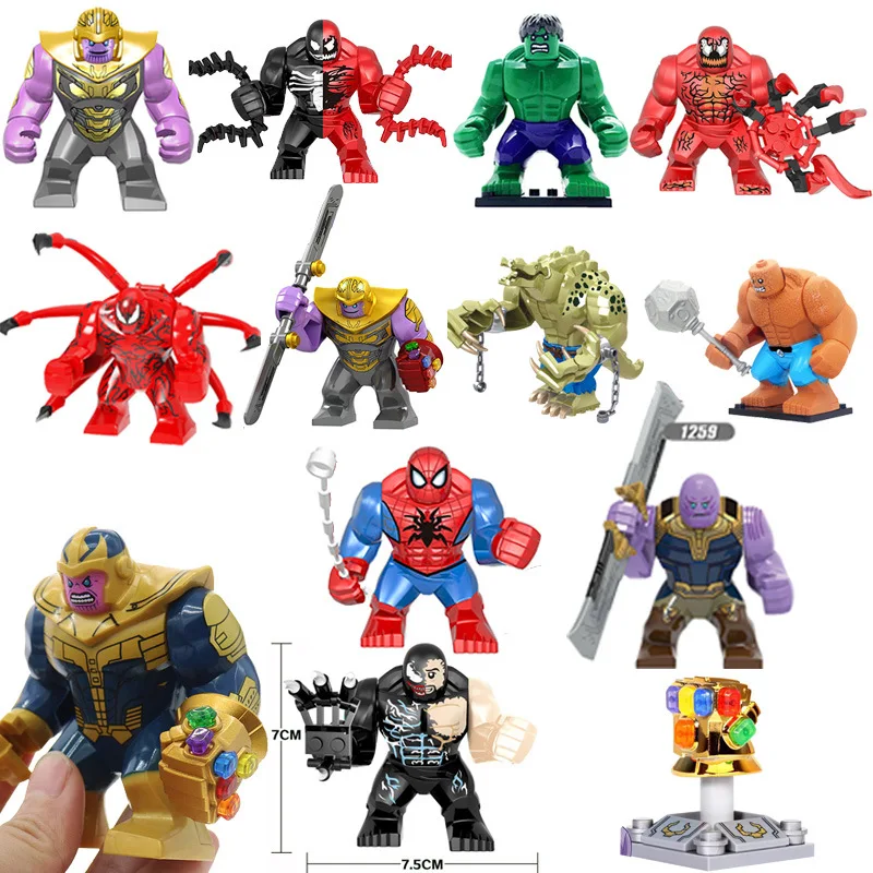 Anime action figures Marvel Venom Black Panther Hulk Lizard Building Blocks Bricks Assembles Toys Gifts
