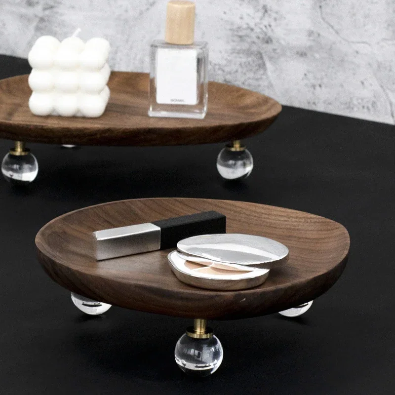 Solid Wood Desktop Storage Tray Dressing Table Perfume Aromatherapy Jewelry Tray Storage Box Entrance Key Rack Creative