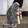 2024 New Streetwear Loose Jeans Men Korean Style Fashion Loose Straight Wide Leg Pants Men's Brand Clothing Black Light Blue 3