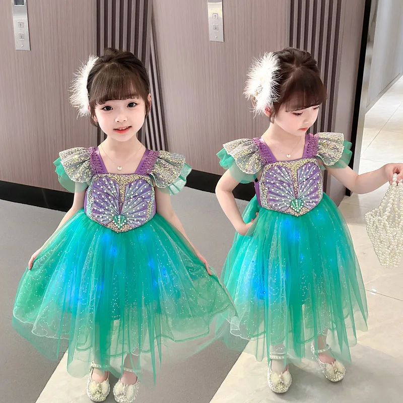 

Детское платье для девочек, детское вечернее платье на день рождения, 2023, изящное демисезонное хлопковое платье для девочек с цветами, Пляжная детская одежда