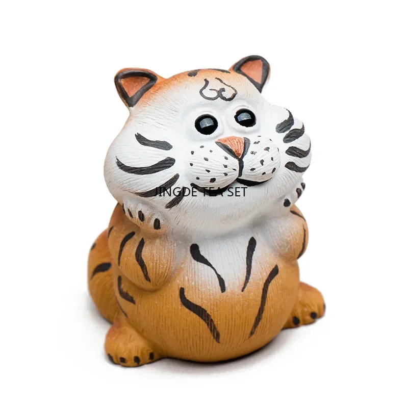 Yixing Yixing Purple Clay Tea Pet Cute Tiger Statue Decoration Animal Crafts Tea Set Decoration